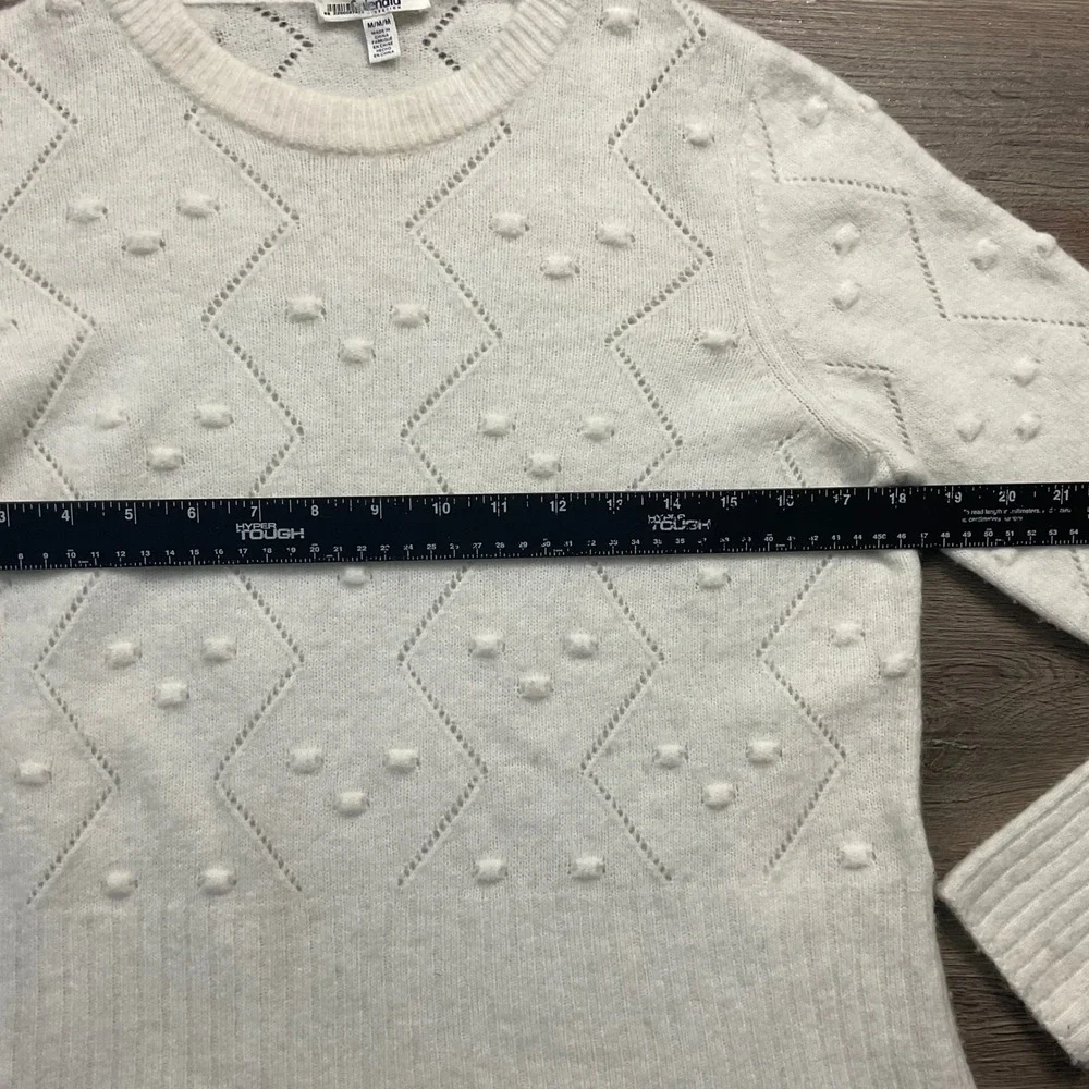 Splendid Julia Diamond Pointelle Wool Alpaca Blend Sweater Womens Medium Ivory - Picture 9 of 10